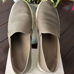 Vince Perforated Slip-On Sneakers in Taupe
